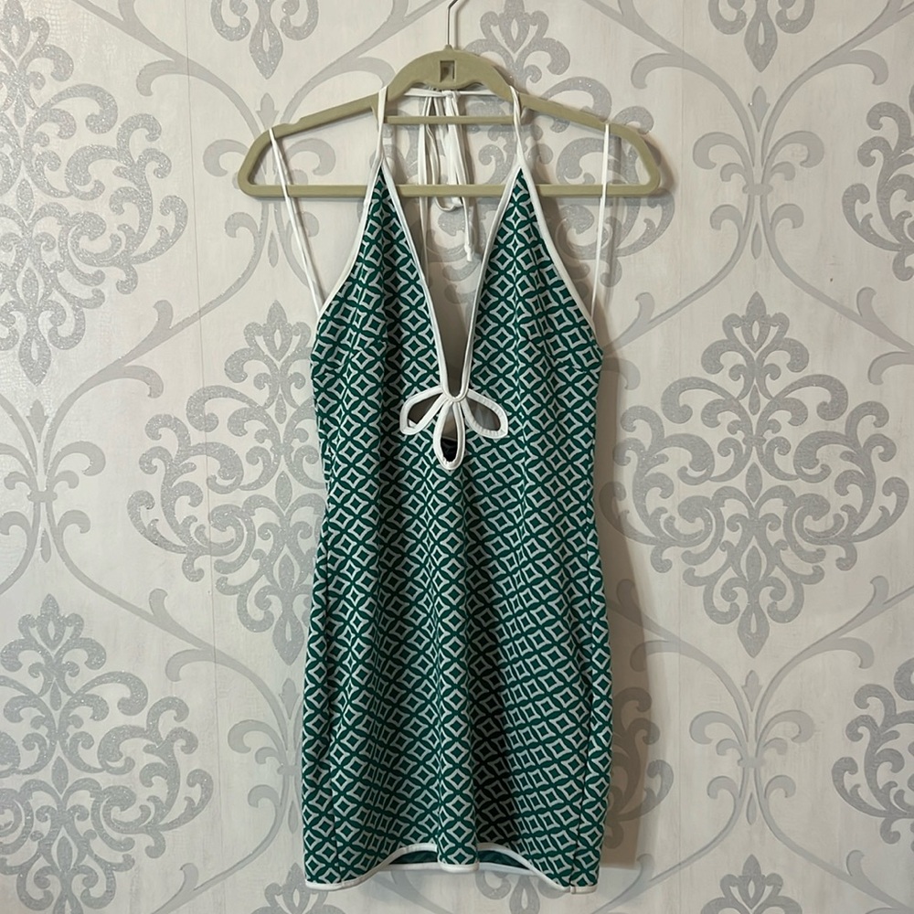 Green open back summer mini- Dress